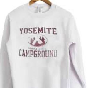 White brandy Melville Yosemite crewneck with cut off neck